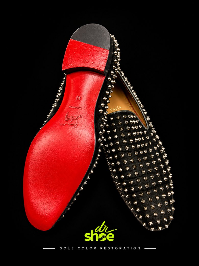 The same Louboutin heel with its signature red sole repainted